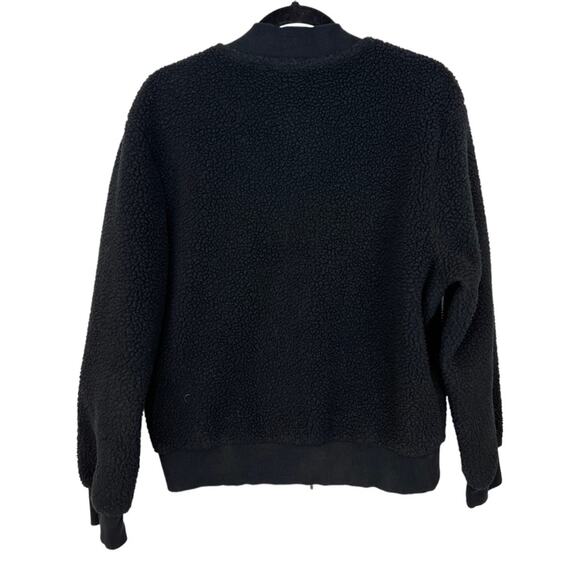 ZYIA Black Leopard Flying V Fleece Jacket Sherpa Teddy Bomber - Picture 12 of 14